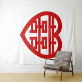 Dubbel Geluk 囍 Shuangxi Chinees Hanzi Hart Wandkleed (In Situ (horizontaal))
