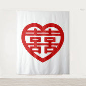 Dubbel Geluk 囍 Shuangxi Chinees Hanzi Hart Wandkleed (Voorkant)
