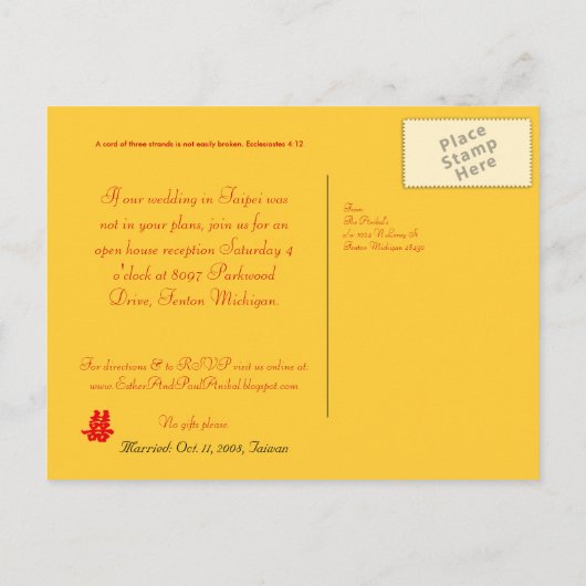 Dubbel geluk - Bewaar de datum...... Aankondigingskaart (Achterkant)