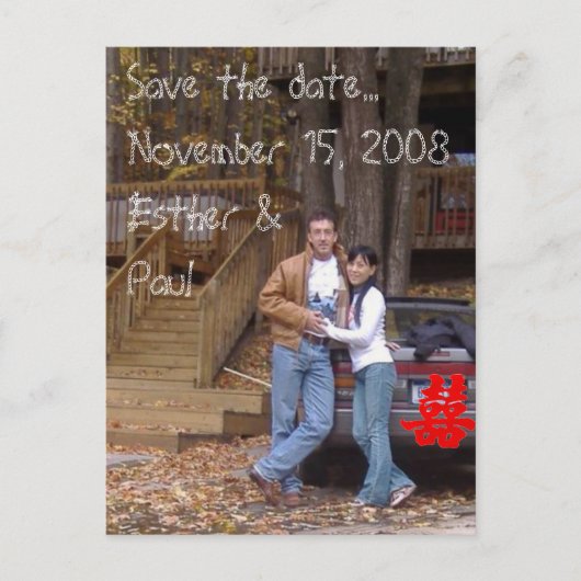 Dubbel geluk - Bewaar de datum...... Aankondigingskaart (Voorkant)