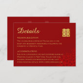 Dubbel geluk bloemige achtergrond Chinese bruiloft Informatiekaartje (Voorkant / Achterkant)