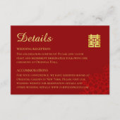 Dubbel geluk bloemige achtergrond Chinese bruiloft Informatiekaartje (Voorkant)