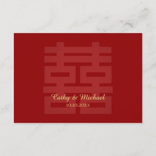 Dubbel geluk bloemige achtergrond Chinese bruiloft Informatiekaartje (Achterkant)