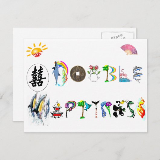 dubbel geluk briefkaart (Voorkant / Achterkant)