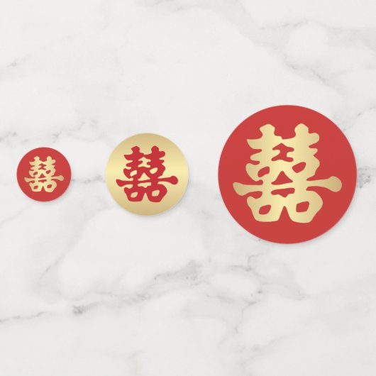 Dubbel geluk bruiloft confetti (Voorkanten)