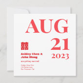 Dubbel geluk Chinees Amerikaans sparen de datum Kaart (Voorkant)