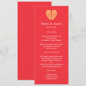 Dubbel Geluk Chinees Bruiloft Menu Kaart (Voorkant / Achterkant)