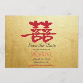 Dubbel Geluk Chinees Bruiloft - Save the Date