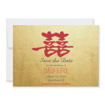 Dubbel Geluk Chinees Bruiloft - Save the Date