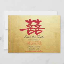 Dubbel Geluk Chinees Bruiloft - Save the Date