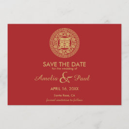 Dubbel Geluk Chinees Bruiloft - Save the Date