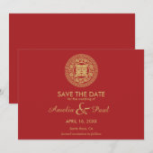 Dubbel Geluk Chinees Bruiloft - Save the Date (Voorkant / Achterkant)