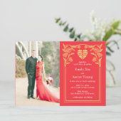 Dubbel Geluk Chinees Huwelijk Foto Uitnodiging (Staand voorkant)