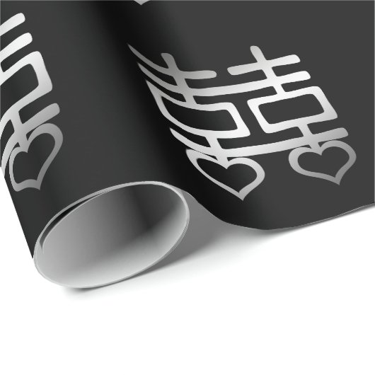 Dubbel Geluk Chinees Huwelijkshart Detail V1 Cadeaupapier (Rol Hoek)