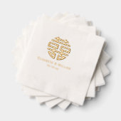 Dubbel Geluk Chinees Symbool Bruiloft Namen Datum Folie Servetten (Insitu (Gestapeld))