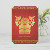 Dubbel geluk Chinees thema bruiloft uitnodigt Kaart (Staand voorkant)
