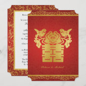 Dubbel geluk Chinees thema bruiloft uitnodigt Kaart (Voorkant / Achterkant)