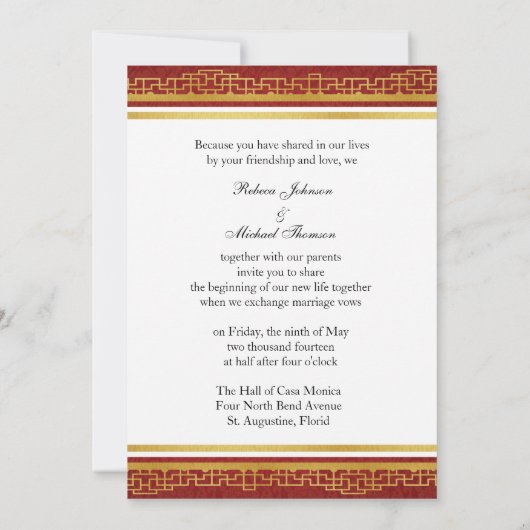 Dubbel geluk Chinees thema bruiloft uitnodigt Kaart (Achterkant)