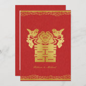 Dubbel geluk Chinees thema bruiloft uitnodigt Kaart (Voorkant / Achterkant)