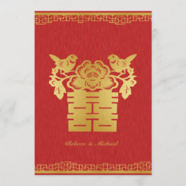 Dubbel geluk Chinees thema bruiloft uitnodigt Kaart