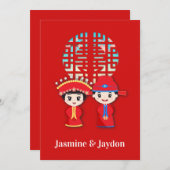 Dubbel Geluk Chinees Trouwpaar Kaart (Voorkant / Achterkant)