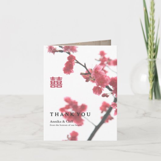 Dubbel geluk Chinese bruiloft Dank u Foto © Bedankkaart (Voorkant)