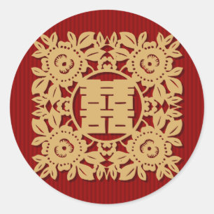 Dubbel geluk chinese bruiloft stickers