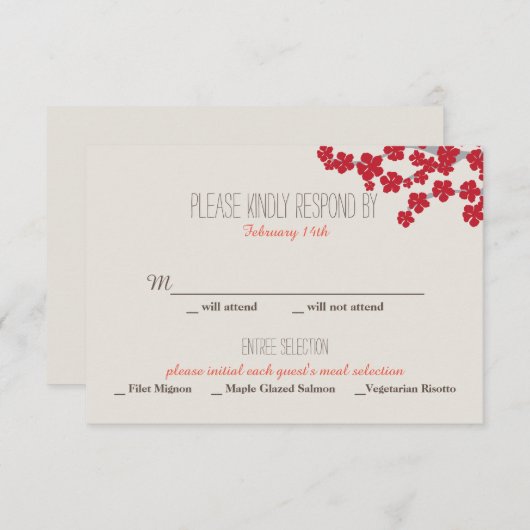 Dubbel Geluk Chinese Bruiloft Uitnodiging - RSVP (Voorkant / Achterkant)