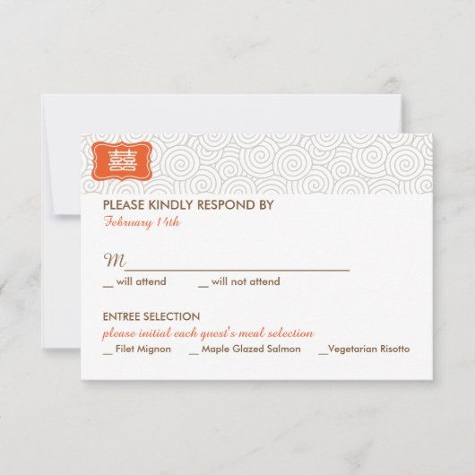 Dubbel Geluk Chinese Bruiloft Uitnodiging - RSVP (Voorkant)