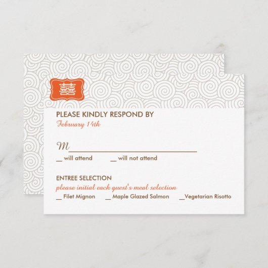 Dubbel Geluk Chinese Bruiloft Uitnodiging - RSVP (Voorkant / Achterkant)