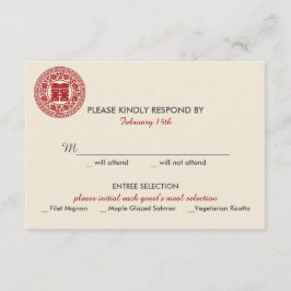 Dubbel Geluk Chinese Bruiloft Uitnodiging - RSVP