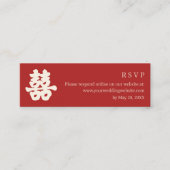Dubbel geluk Chinese kalligrafie WEB RSVP RED Mini Visitekaartje (Voorkant)
