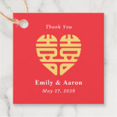 Dubbel Geluk EDITABLE KLEUR Chinees Bruiloft Bedankjes Labels (Voorkant)