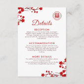 Dubbel Geluk Elegante Chinese Bruiloft Details Informatiekaartje (Voorkant)