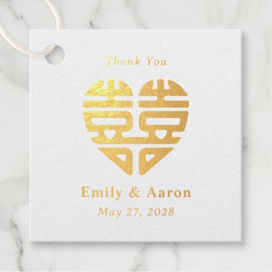 Dubbel Geluk FOLIE Chinees Bruiloft Favor Labels (Voorkant)