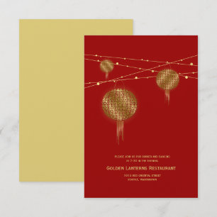 Dubbel Geluk Gouden Lantaarns Chinese Bruiloft Kaart