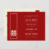 Dubbel Geluk Huwelijk Save The Date Postkaart Aankondigingskaart (Voorkant / Achterkant)