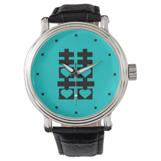 Dubbel Geluk Liefde Hart Blauwgroen horloge