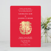 Dubbel Geluk & Mandarijn Eenden Chinese Bruiloft Save The Date (Staand voorkant)