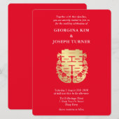 Dubbel Geluk & Mandarijn Eenden Chinese Bruiloft Save The Date (Voorkant / Achterkant)