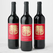 Dubbel Geluk & Mandarijn Eenden Chinese Bruiloft Wijn Etiket (Flessen)