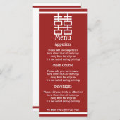 Dubbel Geluk Menu Kaart Chinees Bruiloft (Voorkant / Achterkant)