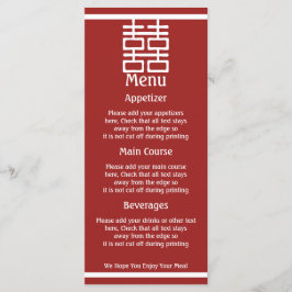 Dubbel Geluk Menu Kaart Chinees Bruiloft