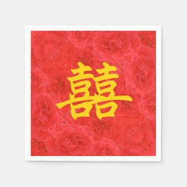 Dubbel geluk Rijke Rode Roos Bloesems Servetten