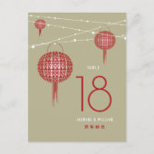 Dubbel Geluk Rode Lantaarns Chinees Tafelnummer (Voorkant)