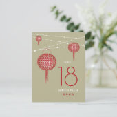 Dubbel Geluk Rode Lantaarns Chinees Tafelnummer (Staand voorkant)