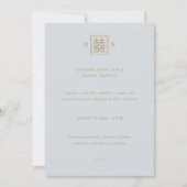 Dubbel Geluk Stoffig Blauw & Goud Chinees Huwelijk Kaart (Voorkant)