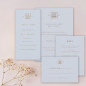 Dubbel Geluk Stoffig Blauw & Goud Chinees Huwelijk Save The Date