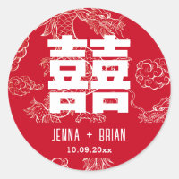 Dubbel geluk Symbool Drakenstijl Rood