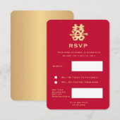 Dubbel geluk voor een Chinees trouwfeest RSVP kaar (Voorkant / Achterkant)